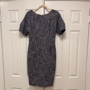 Lela Rose Navy Textured Midi Dress